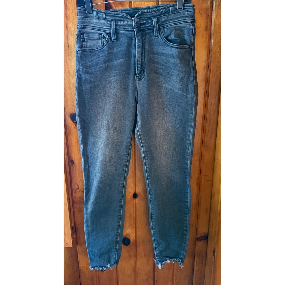 KanCan‎ Ankle Skinny Jeans Frayed Hem Gray/Black Wash Denim Size 28